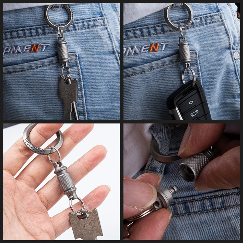 Alloy Rotate Buckle Keychain Portable Multifunctional Men Outdoor Tool