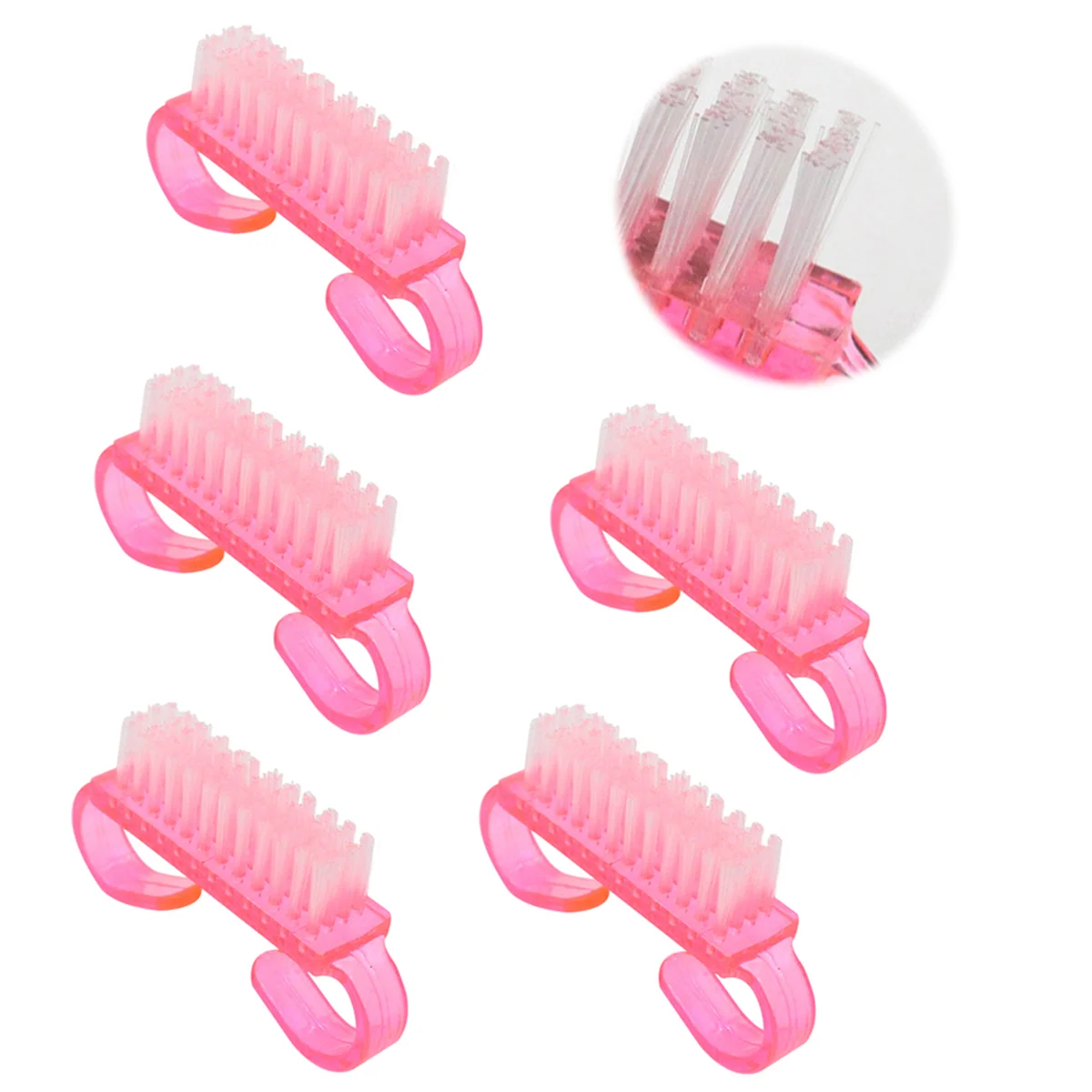 

5 Pcs Handle Grip Nail Brush Fingernail Scrub Cleaning For Cleaning Nails Toes and Hands (Pink)