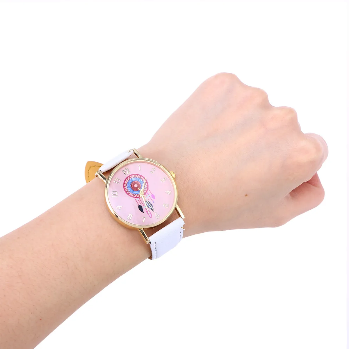 Elegant Women Quartz Watch with Dream Catcher Design Belt Strap Fashion Bracelet Wristwatch Perfect Gift for Her Mint Green