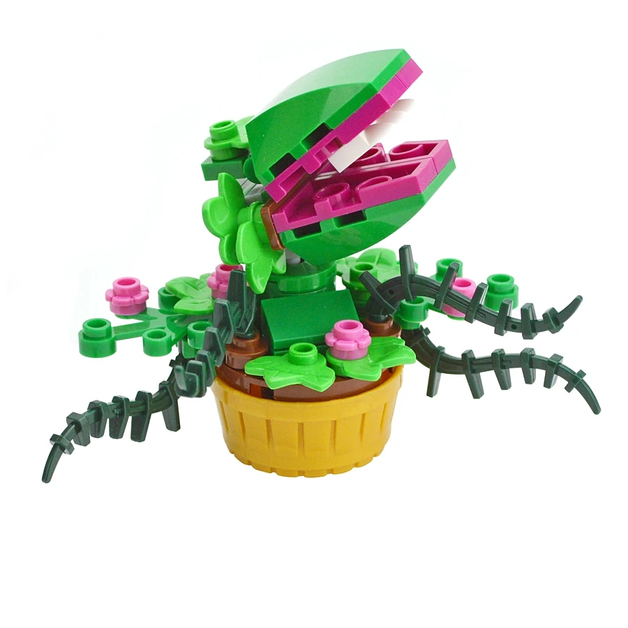 MOC Mini Potted Green Man Eater Plants Chomper Flower Plant