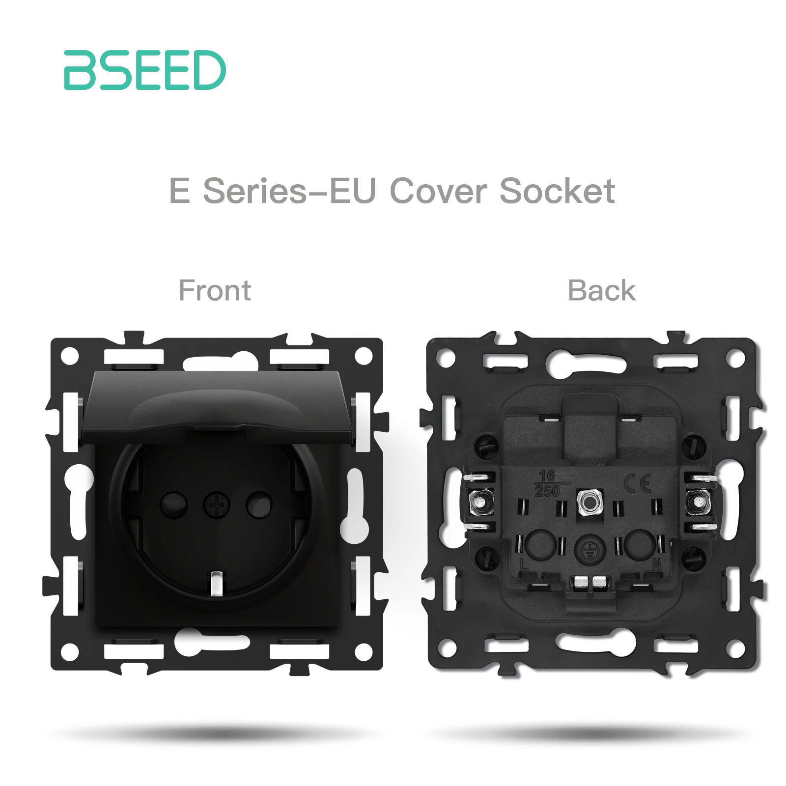 BSEED Zigbee Klik Lichtschakelaar Deel 1/2/3/4Gang 2Way Schakelaar Functie DIY Deel EU Smart Socket Outlets Plastic Frame Zwarte Kleur