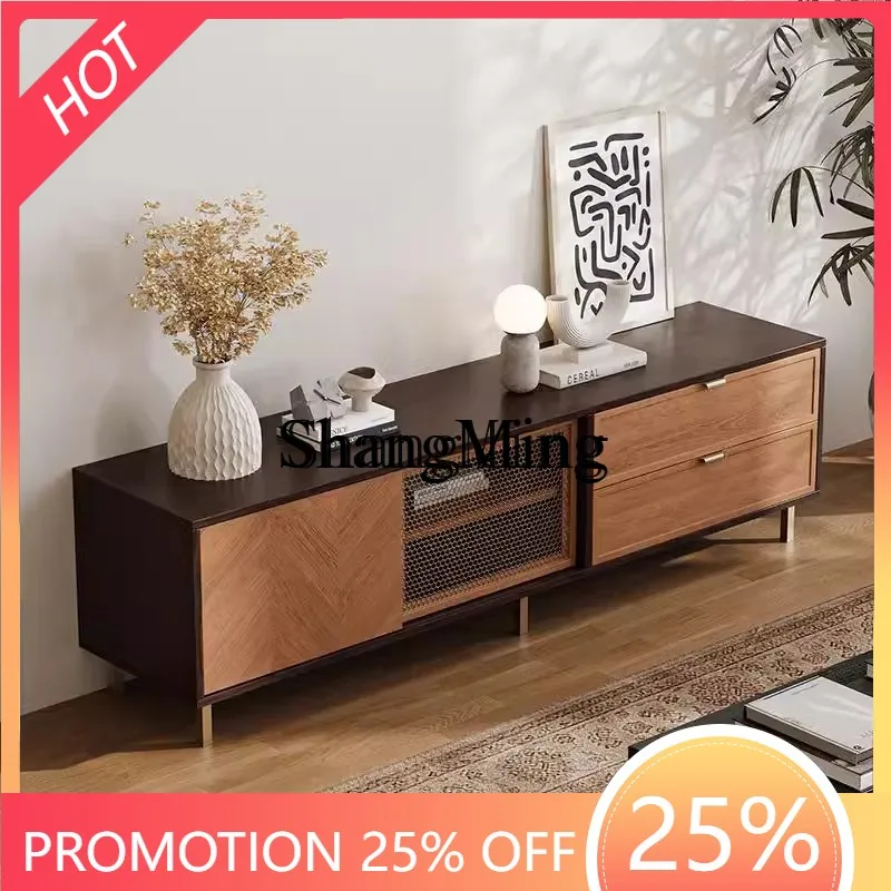 

FG good-looking antique copper network TV cabinet coffee table simple home living room retro TV cabinet floor solid wood