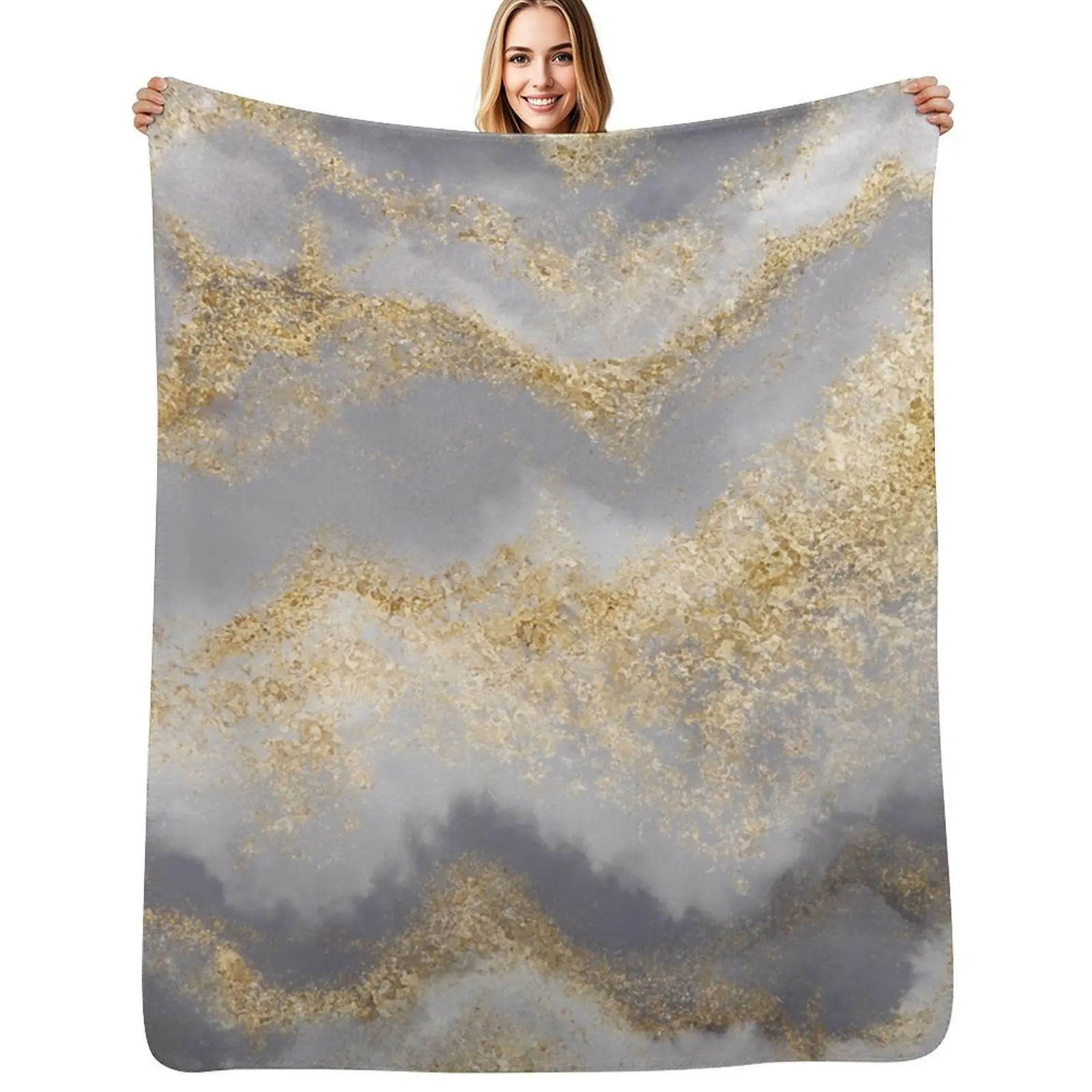 

White Geode on Winter Grey Throw Blanket Extra Large Throw christmas gifts cosplay anime Plush Blankets