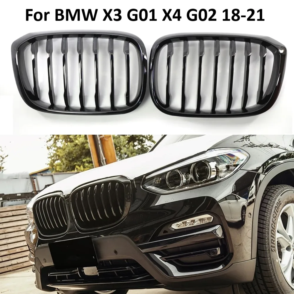 

2PCS Gloss Black Front Bumper Kidney Grille Slat Style Grill For BMW X3 G01 X4 G02 For BMW X3 25i 28i For BMW X4 25i 30i