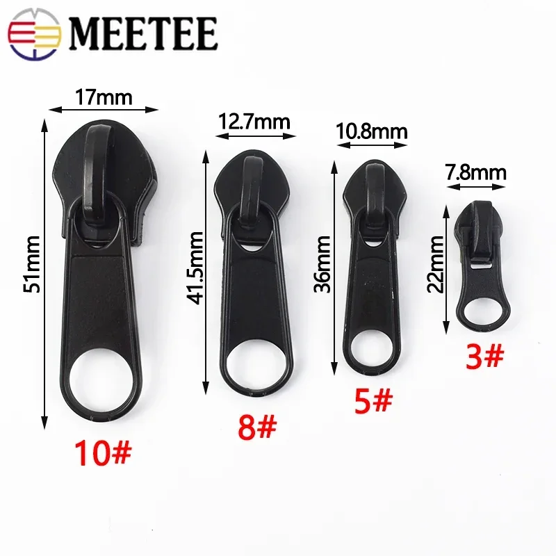 2/5/10M Meetee 3# 5# 8# 10# Waterproof Zippers With Sliders Black Invisible Nylon Zips For Bags Garment DIY Sewing Accessories