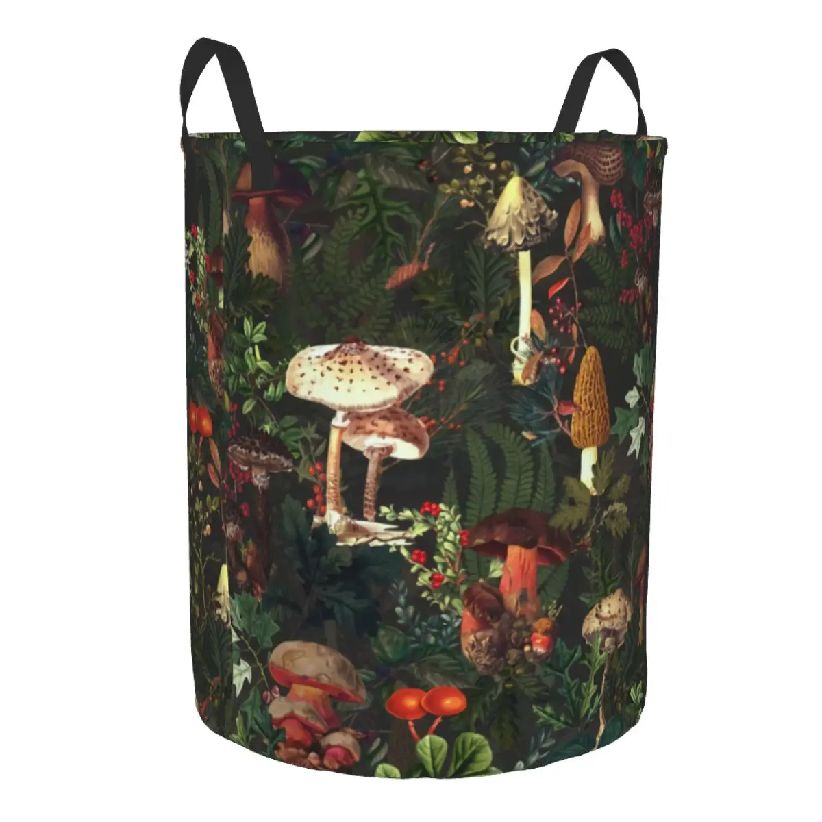 Custom Vintage Night Mushrooms Botanical Forest Garden Laundry Hamper Large Clothes Storage Basket Toy Bin Organizer for Nursery