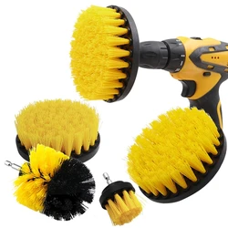Electric Drill Brush Set Auto Tires Cleaning Tool Bathroom Kitchen Round Plastic Scrubber Brushes for Grout Carpet Floor