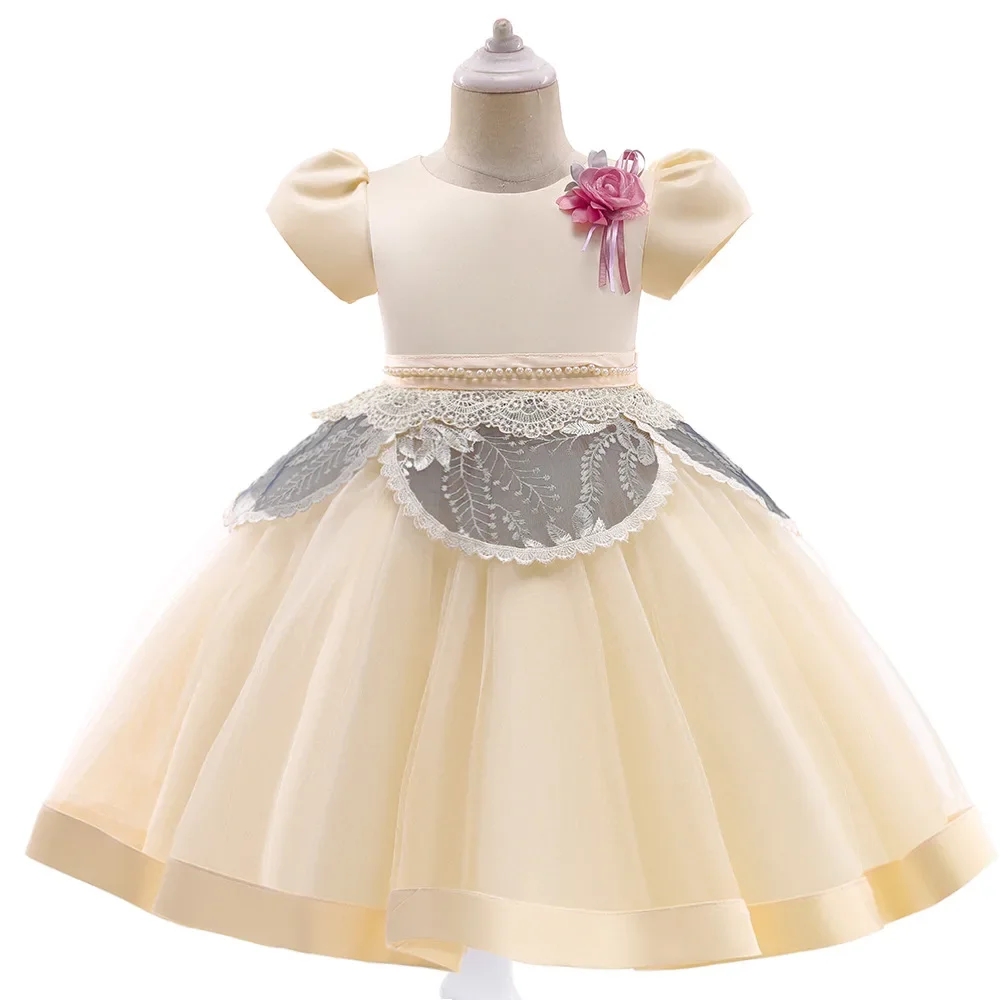 

Girls Party Dresses 3 Colors 110cm-150cm Kids Birthday Dress Christmas Costume Pink Vestido Wedding Piano Performance