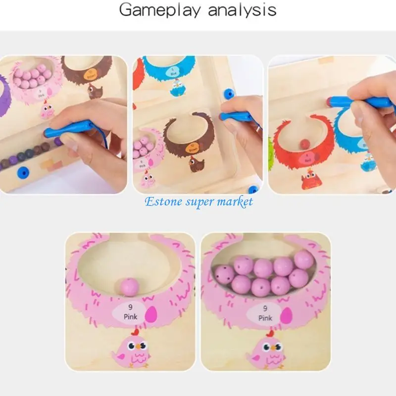 090B Pen Control Training Maze Puzzle Toy for Toddlers Bead Maze Board Developmental Children Color Sorting To