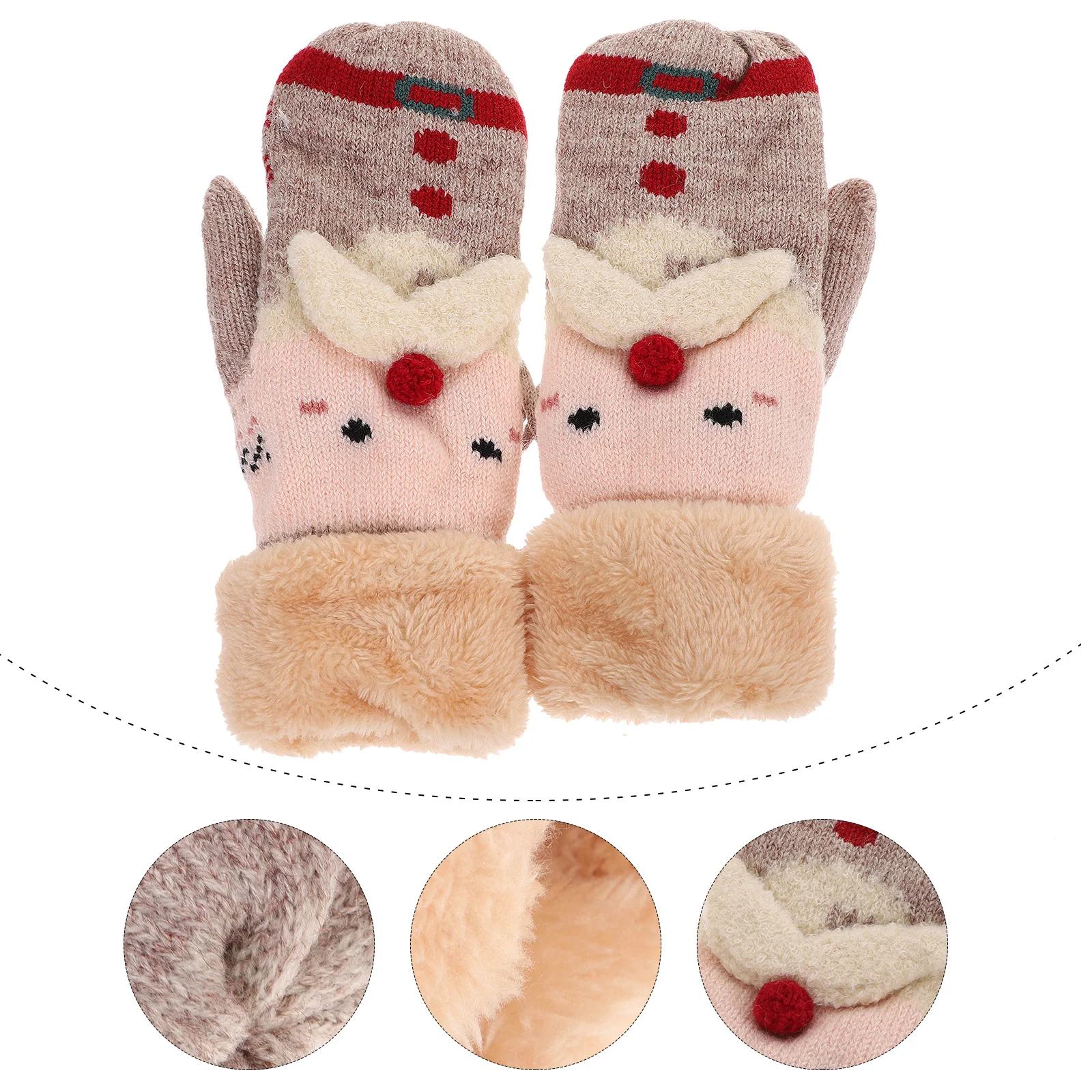 

1 Pair Christmas Mitten Gloves Winter Knitted Warm Thicken Full Finger Hanging Gloves For Cycling Windproof Insulated