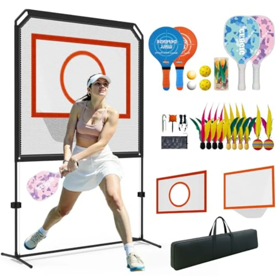 

Portable Pickleball Net for Backyard Park Beach Steel Frame Black Regulation Size Heavy Duty Includes Ball Catch Removable Targ