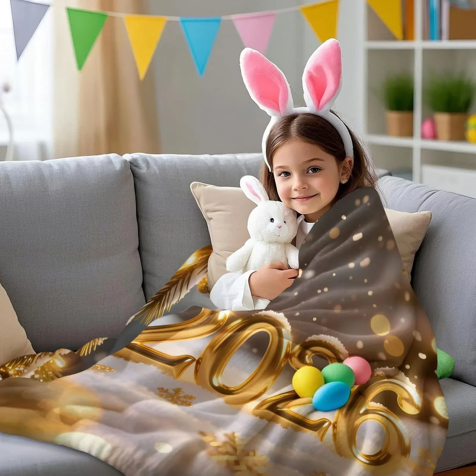 بطانية الفانيلا للعام الجديد لعام 2026 - رمي أريكة مريح للاحتفالات في العطلات، لفافة دافئة للاسترخاء في الشتاء، ديكور منزلي احتفالي