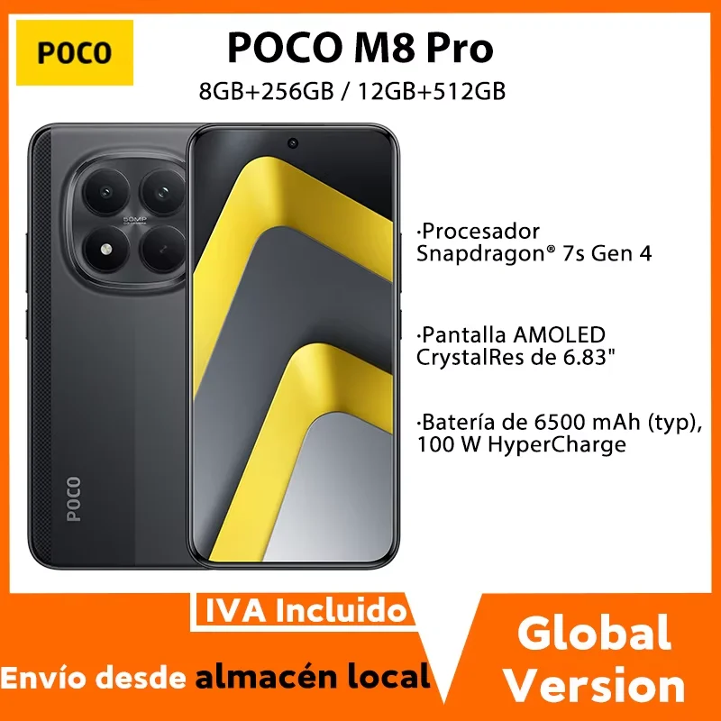 Global Version POCO M8 Pro 5G Snapdragon 7s Gen 4 Processor Smartphone 6.83" AMOLED Display 50MP Camera 6500mAh Large Battery Xiaomi Cellphone