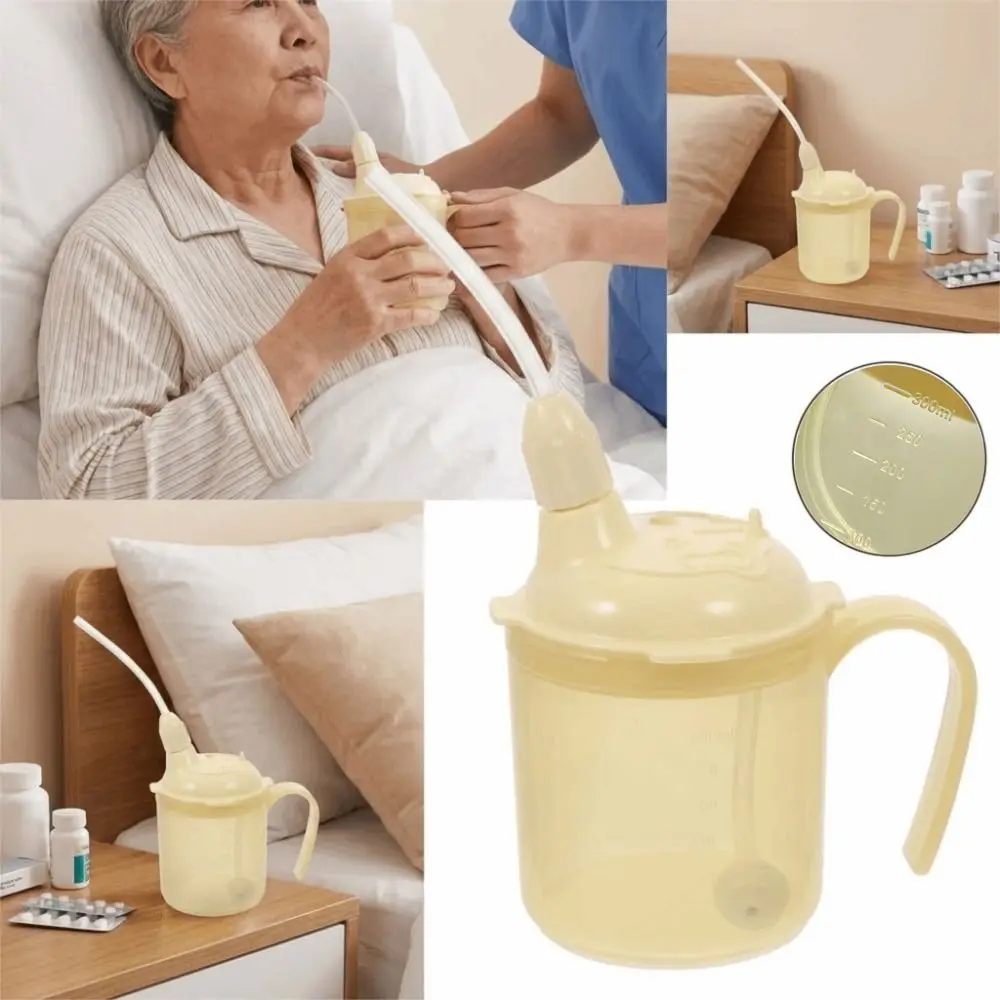 High Quality With Straw Dysphagia Cup with Handle 300ml Spill Proof Cup Food Grade Portable Anti Choking Cup Home Care