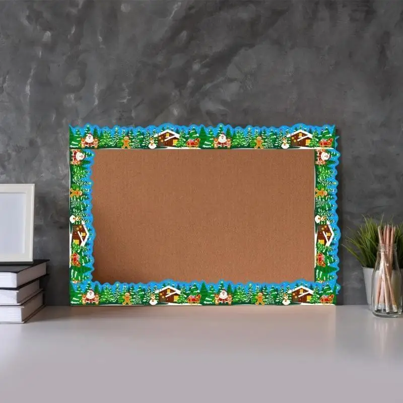 Y5LB 59ft عيد الميلاد تحت عنوان زخرفة الحدود لوحة الإعلانات زخرفة الحدود للوحة إشعار السبورة الفصول الدراسية الديكور