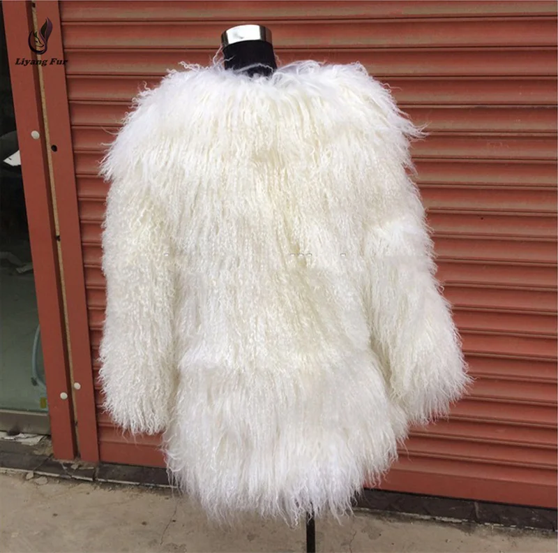 Mongolian Lamb Fur Coat Hot Sale Lady Winter Fashion Women Real Lamb Fur Jacket