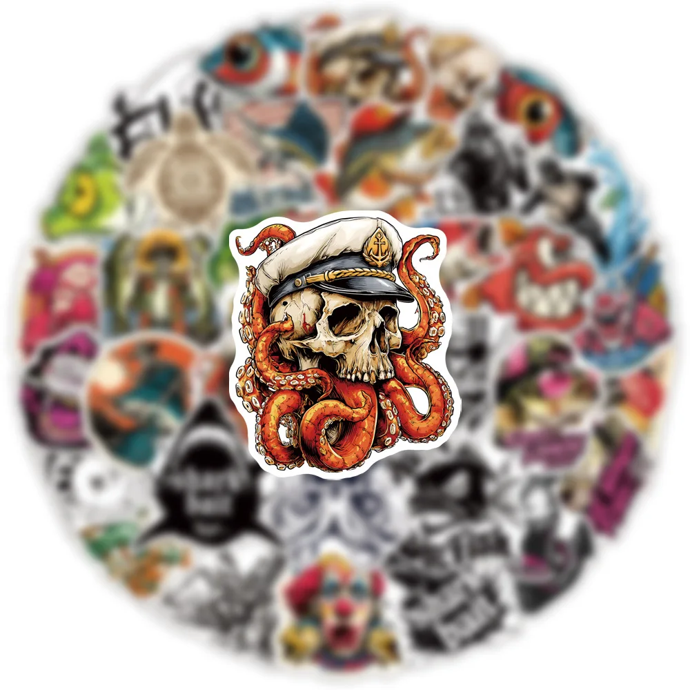 

10/30/50PCS Lure Fishing Cartoon Sticker DIY Phone Laptop Luggage Skateboard Graffiti Decals Fun for Kid