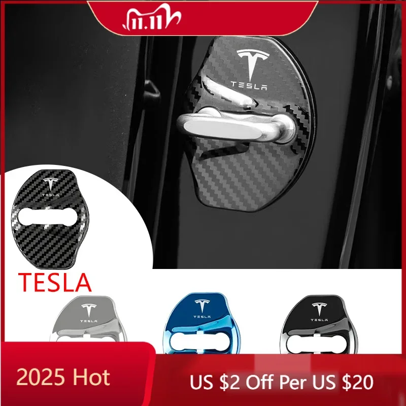 

Car Sticker 4PCS Car Door Lock Cover Tesla Anti-Rust Decorative Premium Protective Cover for Tesla model 3 Y Model X Auto Acce