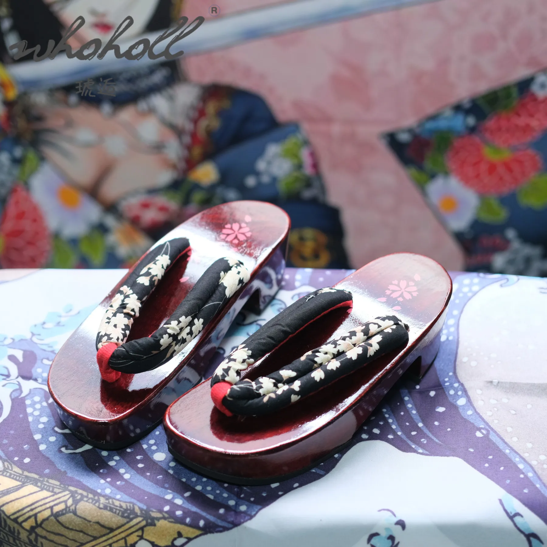 Japanse Slippers Vrouwen Houten Geta Sandalen Anime Coplay Kostuums Schoenen Flip Flops Dikke Zool Slippers Houten Klompen Schoenen