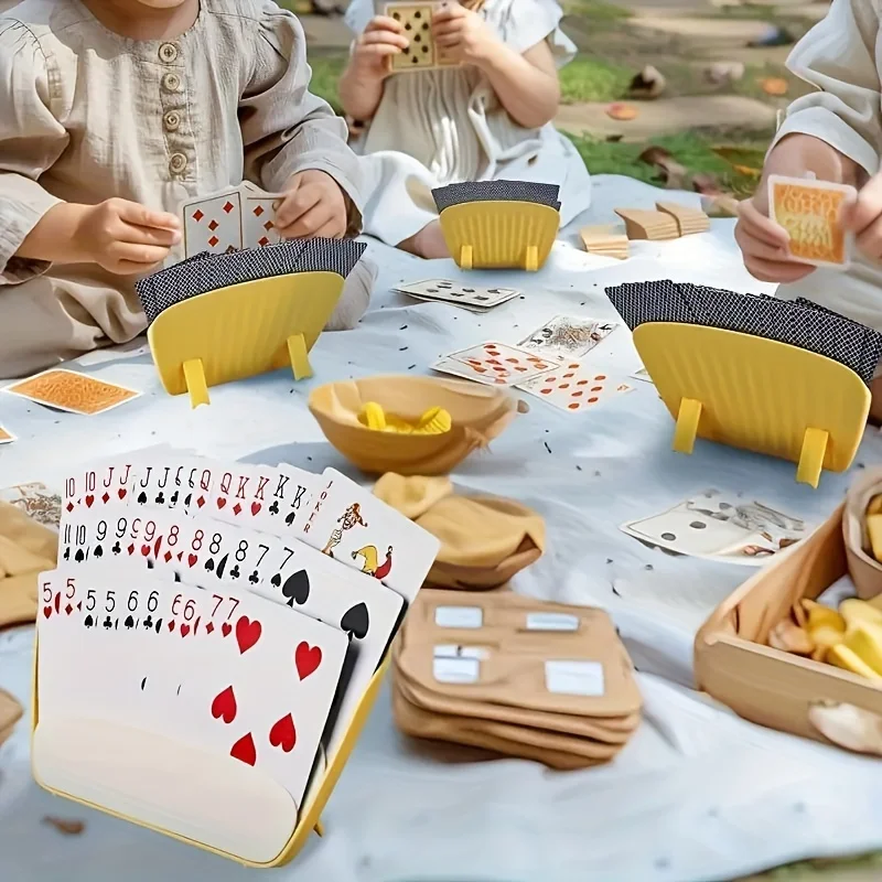 4-pak żółtych etui na karty z PVC do gry w karty, na imprezy pokerowe, wieczory rodzinne, akcesoria do gier karcianych