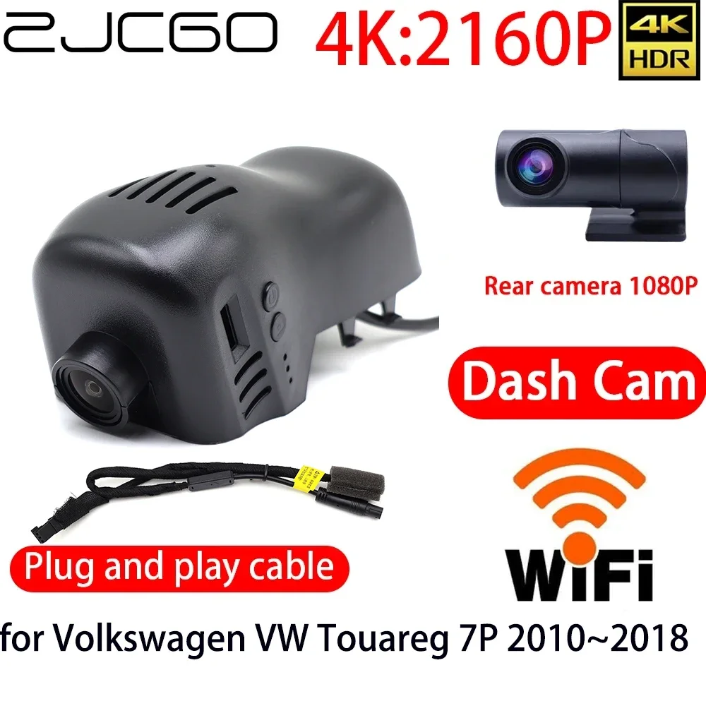 

ZJCGO 4K Car DVR Dash Cam Wifi Front Rear Camera 24h Monitor for Volkswagen VW Touareg 7P 2010~2018