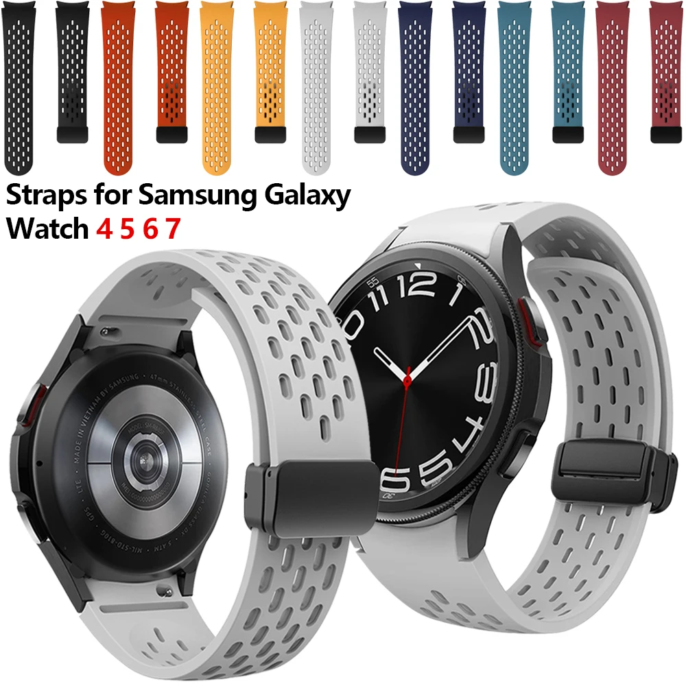 

Samsung Galaxy Watch 4/5/5 Pro/6 Silicone Strap Suitable for 4/6 Classic 43mm 47mm Buckle Strap 40mm 44mm 45mm Magnetic Strap