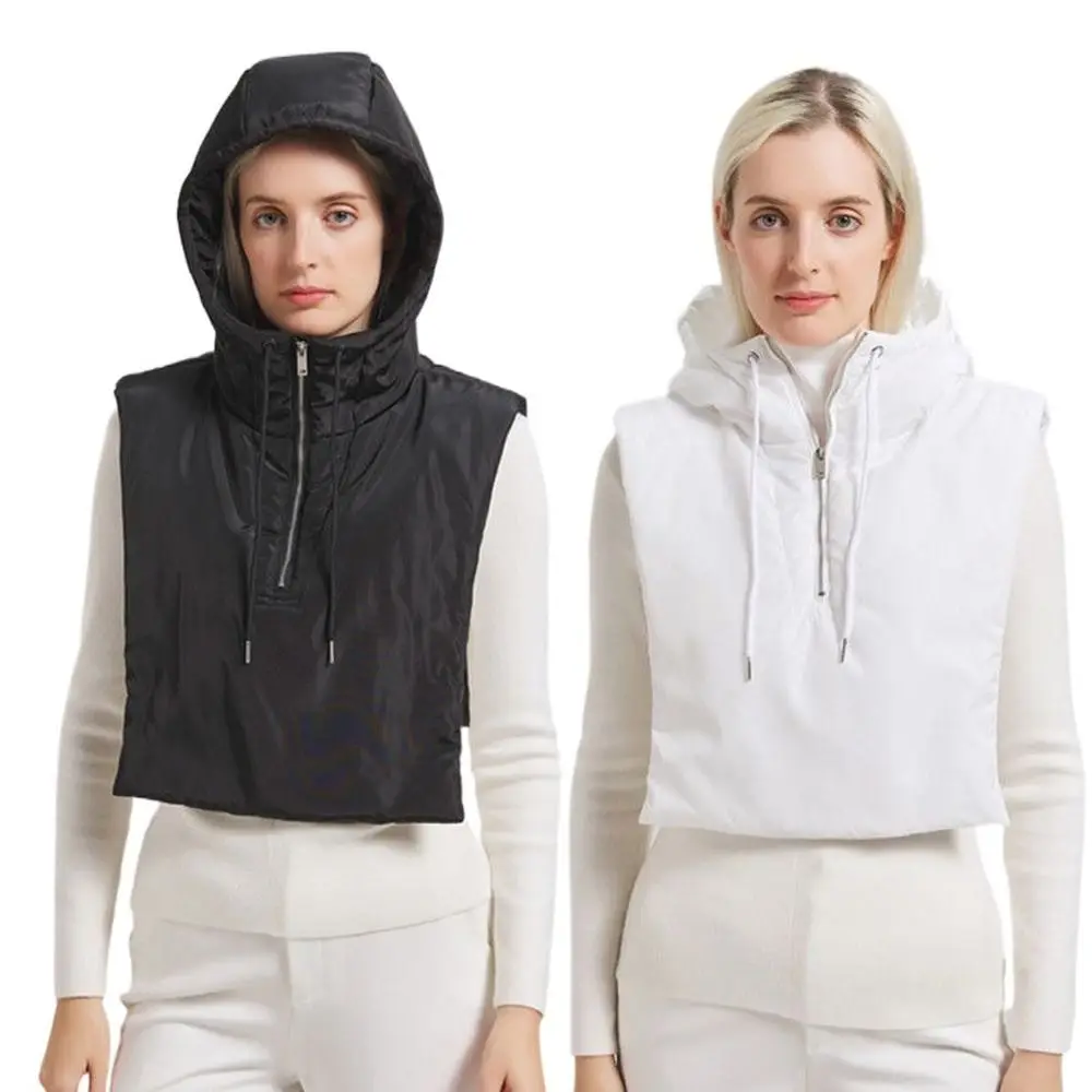 Cotton Thickened Fake Collar Hooded Hat Ultralight Drawstring Wind Snow Cap Zipper Design Fake High Collars Cycling Activity