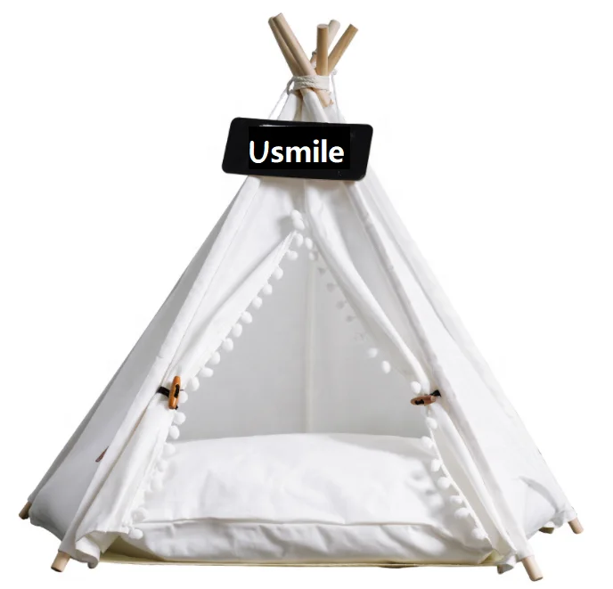 Luxury Canvas Pet Tents & Houses Furniture With Soft Cushion Washable Pet Teepee Dog Cat Bed