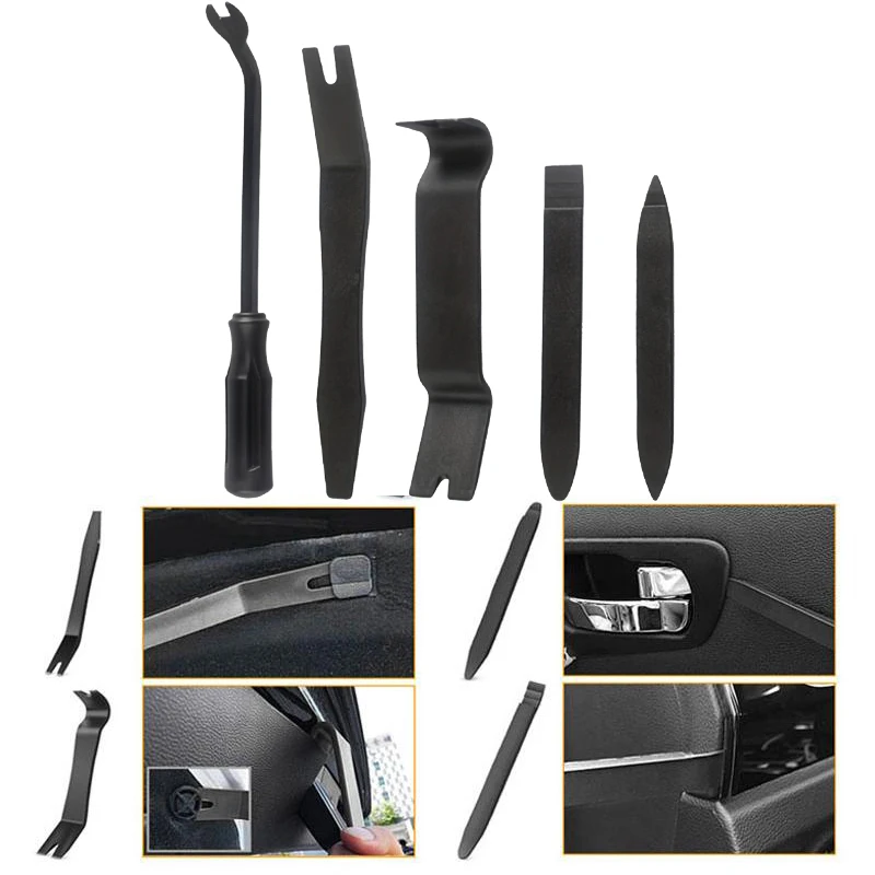 

5 PCS Car Trim Removal Tool Set Pry Stereo Removal Installer Vehicle Interior Door Panel Clamp Fastener Removal Kit