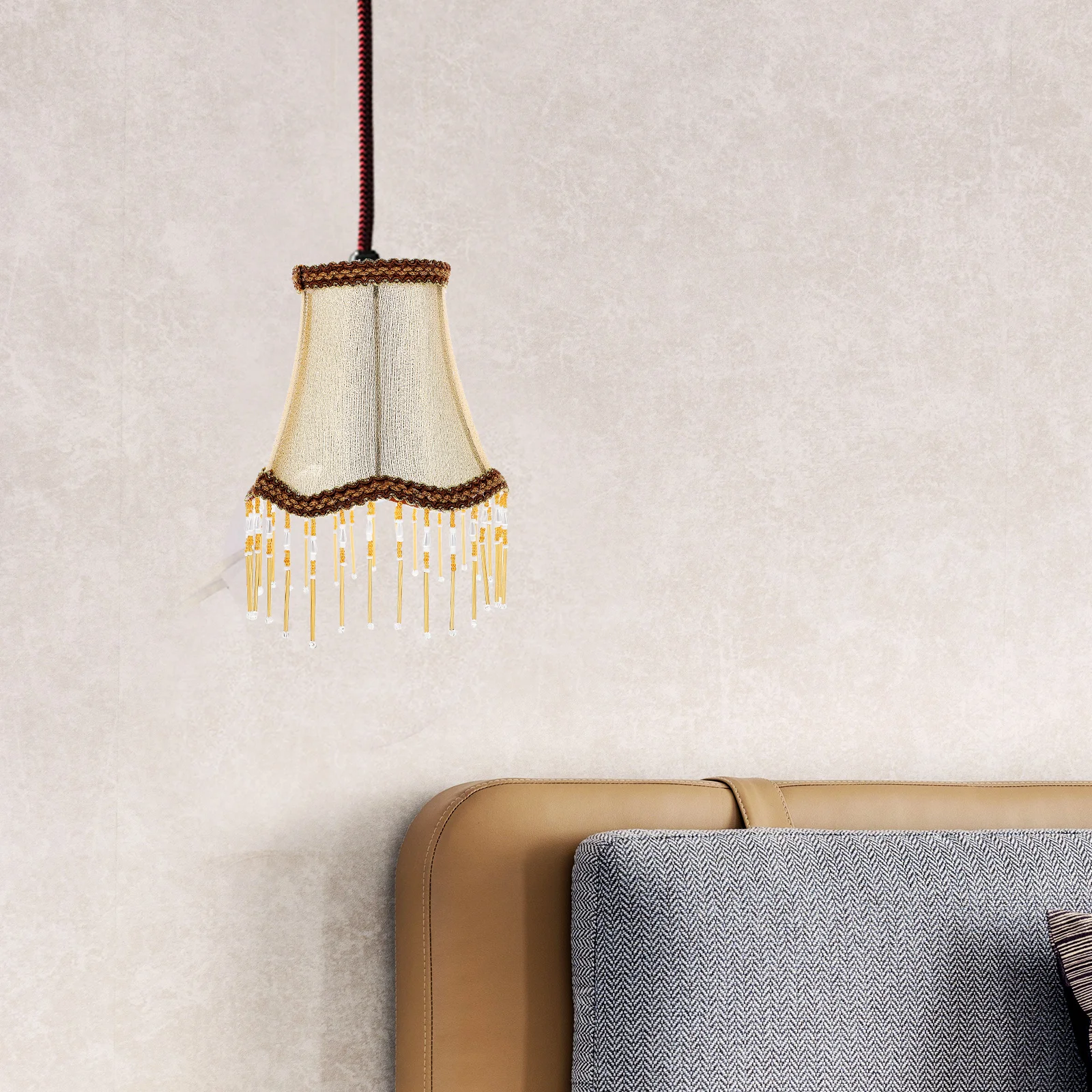 

Retro Vintage Fabric Lampshade European Style Cloth Light Cover Drum Floor Lamp Shade Replacement E14 Base Soften Light Bedside