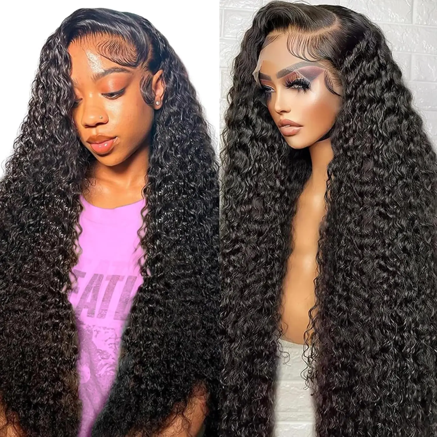 Human Hair Lace Frontal Wig  30 32 34 InchDeep Wave Frontal Wig 13x4 HD Transparent Lace Frontal Wig Deep Wave Lace Front Wig