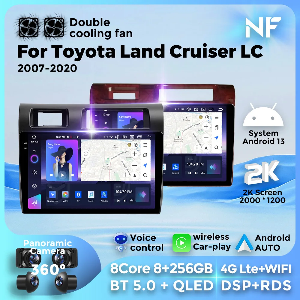 Android 13 For Toyota Land Cruiser LC 70 90 Series 2007-2020 4G WIFI Car Radio Stereo GPS Navigaiton Multimedia Apple Carplay