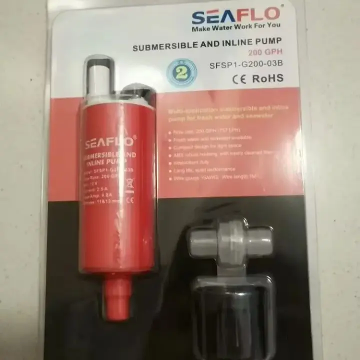 

Переносной электрический насос Seaflo 12 В SFSP1-G200-03B Линейный насос 200 галлонов в час Погружной насос для яхт на колесах