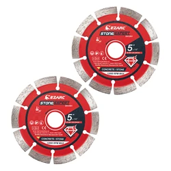 EZARC 5'' / 4.5'' 2pcs Diamond Blade Segmented Diamond Saw Blades for Angle Grinder Stone Blade Cutting Concrete Srick Block