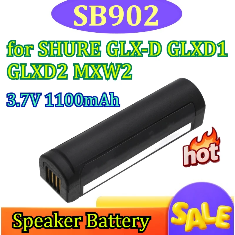 

3.7V 1100mAh Battery SB902, SB902A for SHURE GLX-D GLXD1, GLXD2 MXW2 Digital Wireless Systems