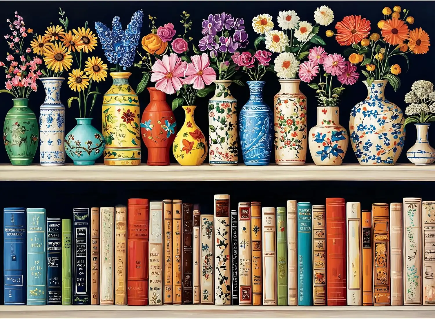 

Various-sized Wooden Jigsaw Puzzles Beautiful Bookshelf , Home Decor Birthday Party Gift Toy for Men Women Elders Seniors