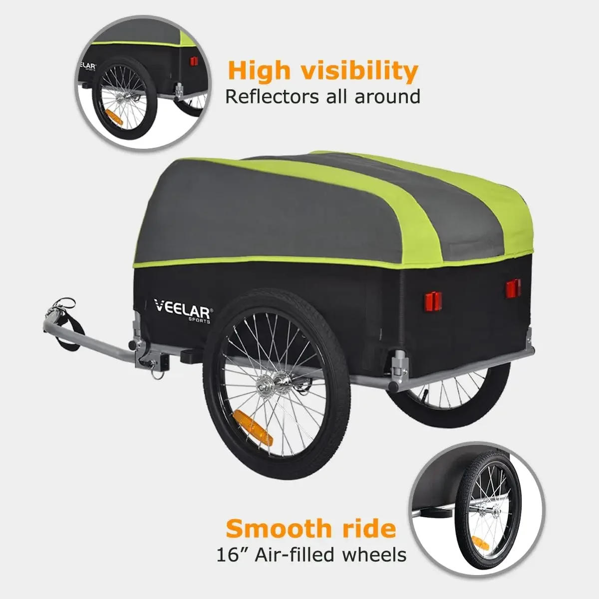 Cargo Bike Trailer, Bicycle Utility Luggage Cart Carrier, Multiple Colors