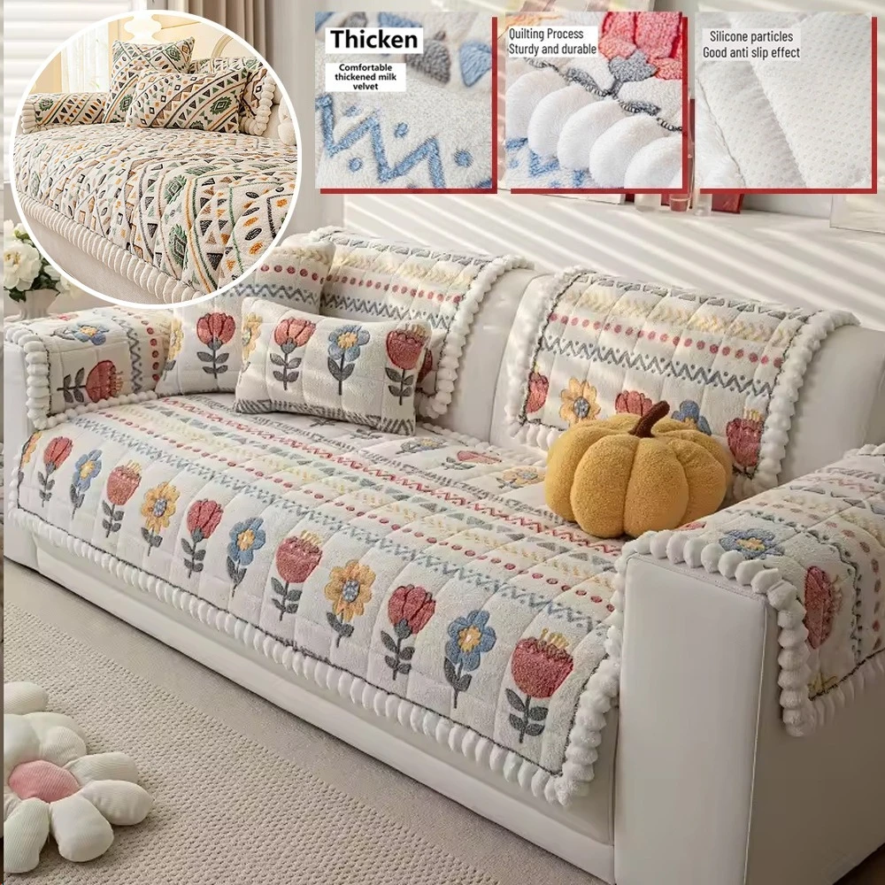 

Утолщенный чехол для дивана, нескользящий чехол для сиденья, европейский чехол для дивана, полотенце для дивана для гостиной, всесезонные