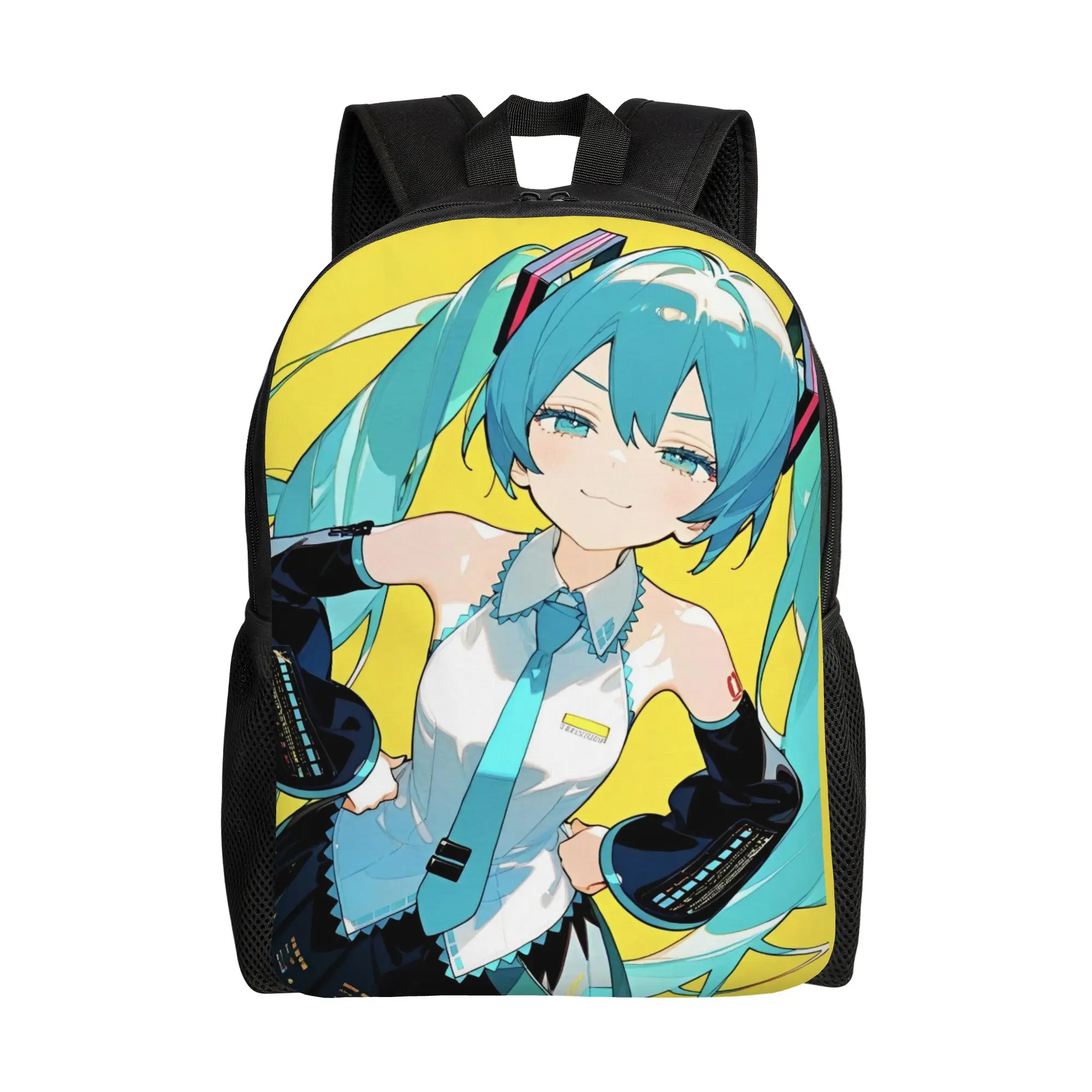 初音ミク-クラシックバックパック-ギフト-高校仕事用-アニメ-ボーカロイド-ガール-デイパック-男性用-女性用-ラップトップ-キャンバスバッグ