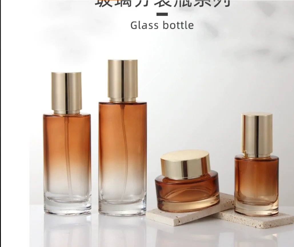 30ml-120ml オーバル型ガラスボトル モイスチャーエッセンス セラム/ローション/エマルジョン/ファンデーション/化粧水 化粧品容器