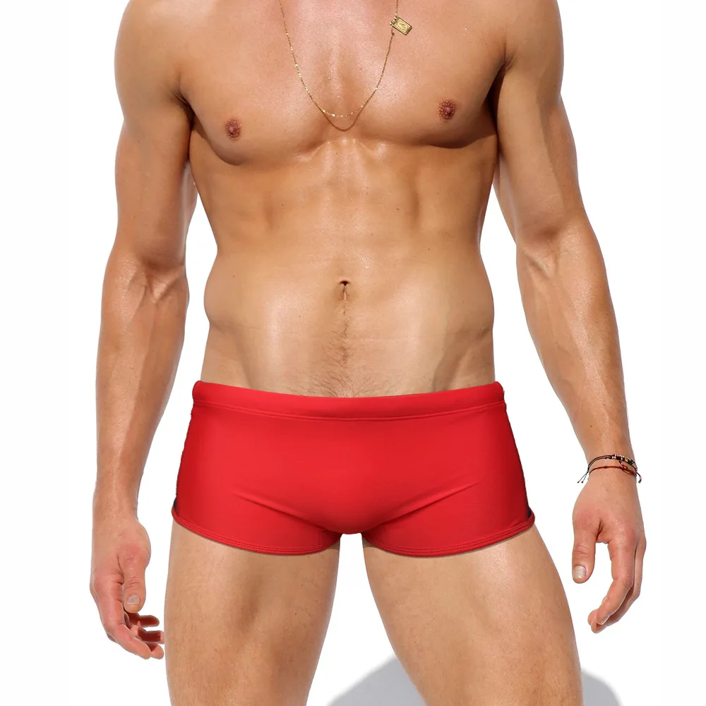 2025matching boxer men's swimming trunks sports fitness beach casual swimming trunks close-fitting professional swimsuit