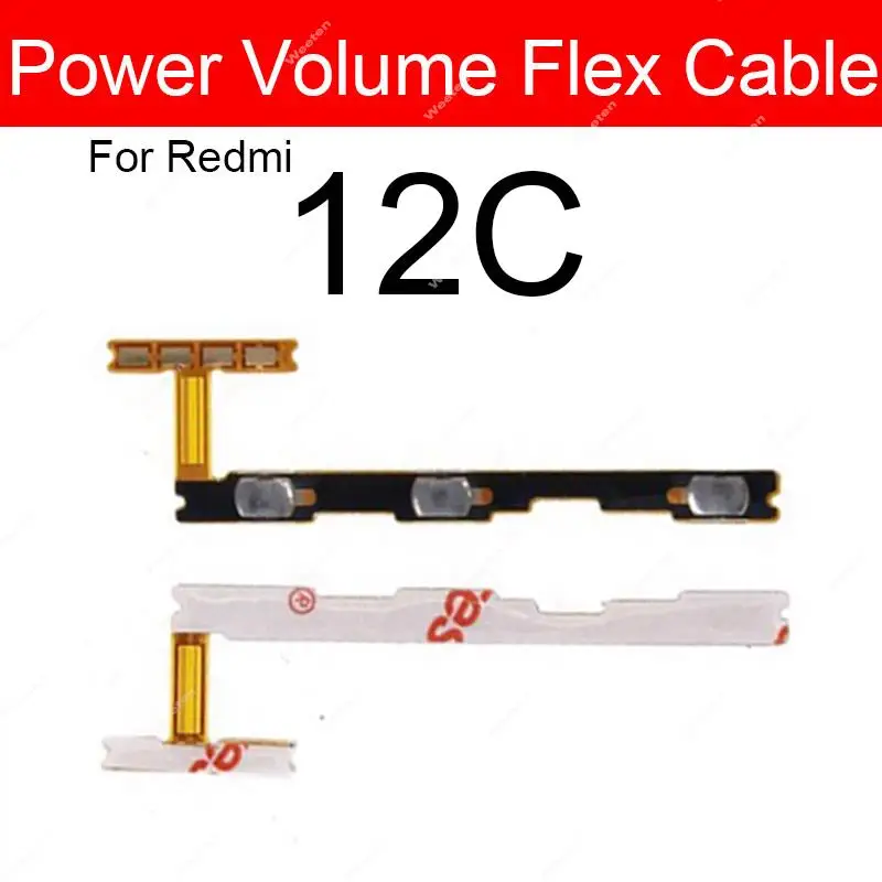 Volume&Power Side Key Button Flex Cable For Xiaomi Redmi 12 12C 9 9A 9C 9i 9T 10 10C 10A 10X 4G 5G Flex Ribbon Replacement Parts