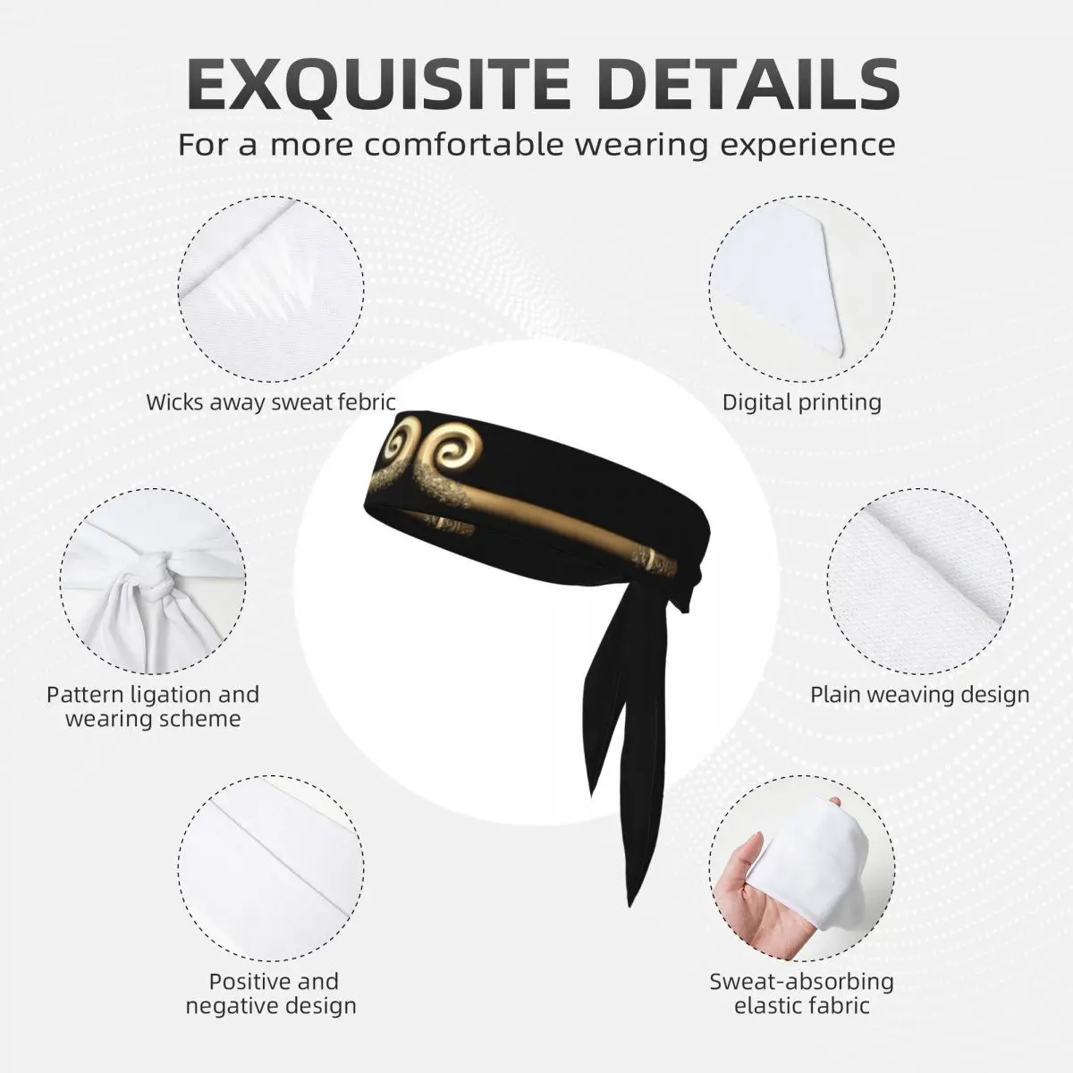 Anel Wukong Mito Preto para Homens, Roupas Esportivas de Sweatband, Basquete, Sun Wukong, Headwrap Anel Dourado, Streetwear Legal