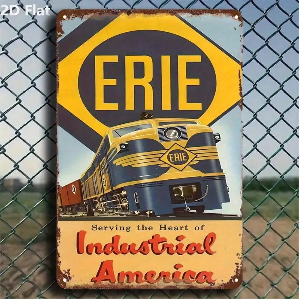 Vintage Erie Railroad Blechschild, 20,3 x 30,5 cm, Metall-Wandkunst, Retro-Heimdekoration