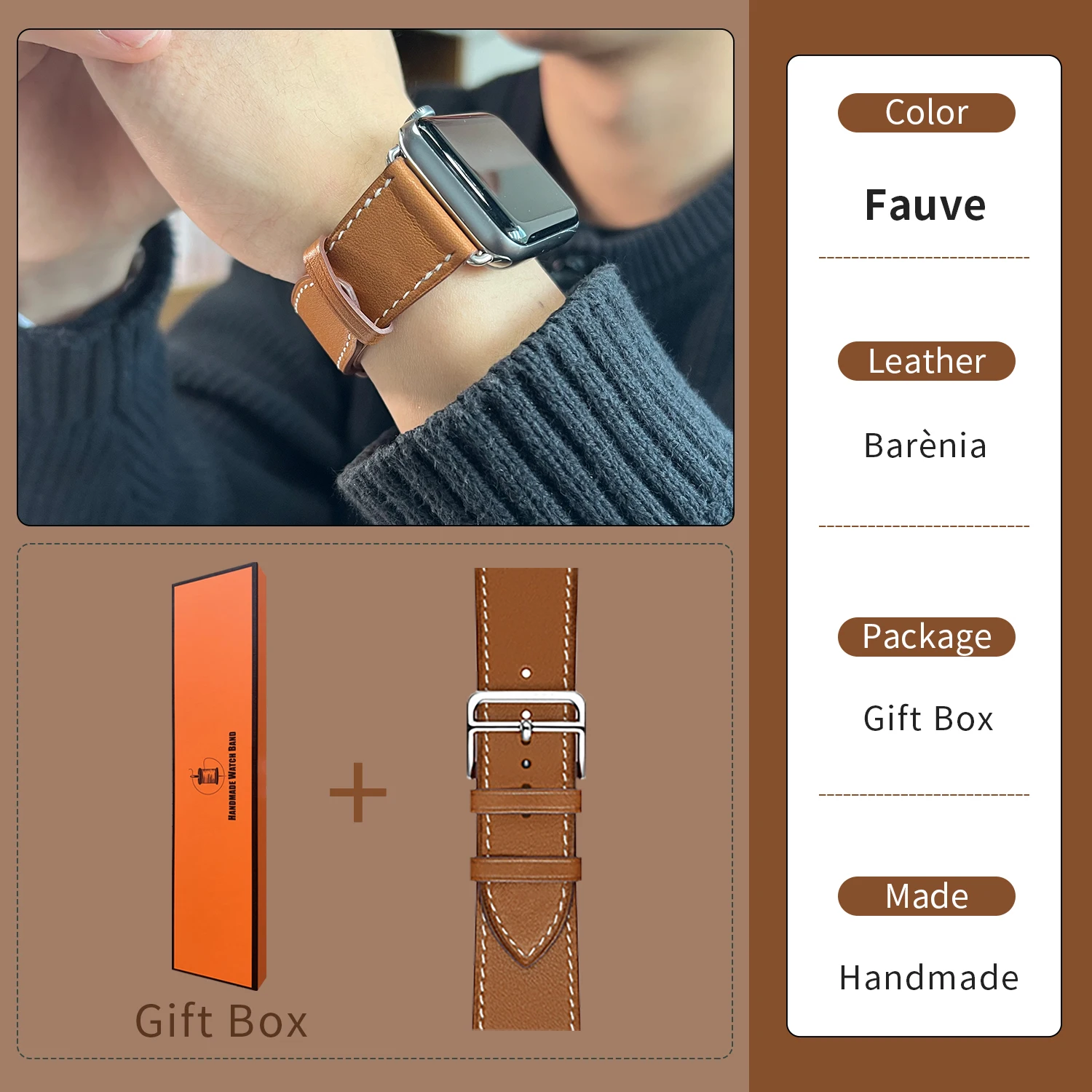 Kebitt High Quality Genuine Leather Iwatch 9 Band For Apple Watch Ultra 2 8 7 6 Se 5 4 3 Strap 49mm 44mm 41MM 45MM