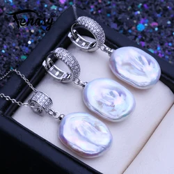 FENASY Natural Freshwater Big Baroque Pearl Jewelry Sets 18K Gold Plated Pendant Necklaces Wedding Drop Earrings Gifts For Women
