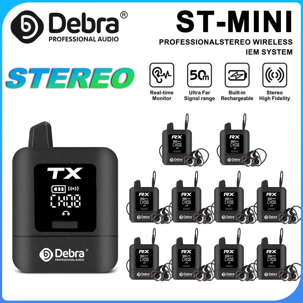 نظام مراقبة لاسلكي ستيريو ST-MINI مع نقل إشارة رقمية 2.4G للبث المباشر والكنائس وحفلات الزفاف