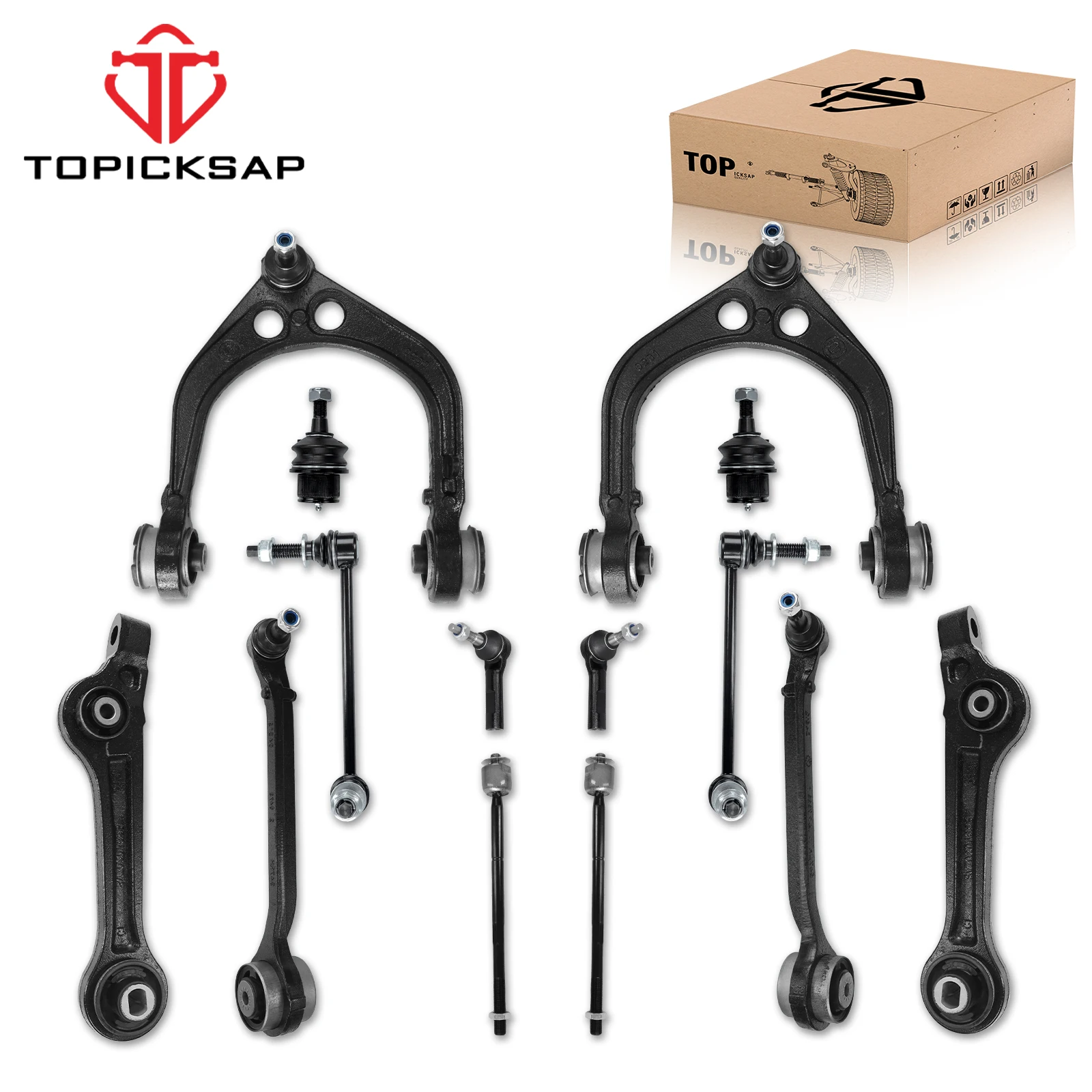 TOPICKSAP 14Pcs Front Upper/Lower Control Arm w/Ball Joint Kit for Chrysler 300/Dodge Charger/Challenger RWD 2011-2019 K620177