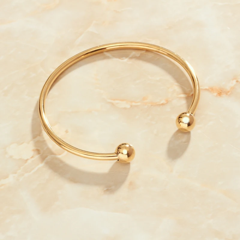 SOMMAR Fashion Gold/stainless_steel color charms bangle for female C-shaped open steel ball Wedding Bracelet Wholesale