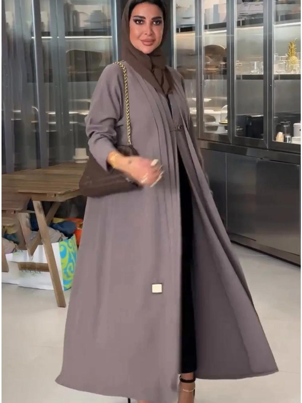 Eid Muslim Abaya for Women Trench Coat Arab Long Robe Jalabiya Single Button Dresses Ramadan Dubai Abayas Kaftan Folds Vestidos